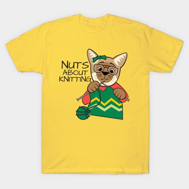 Nuts About Knitting Siamese Cat T-Shirt by Sue Cervenka